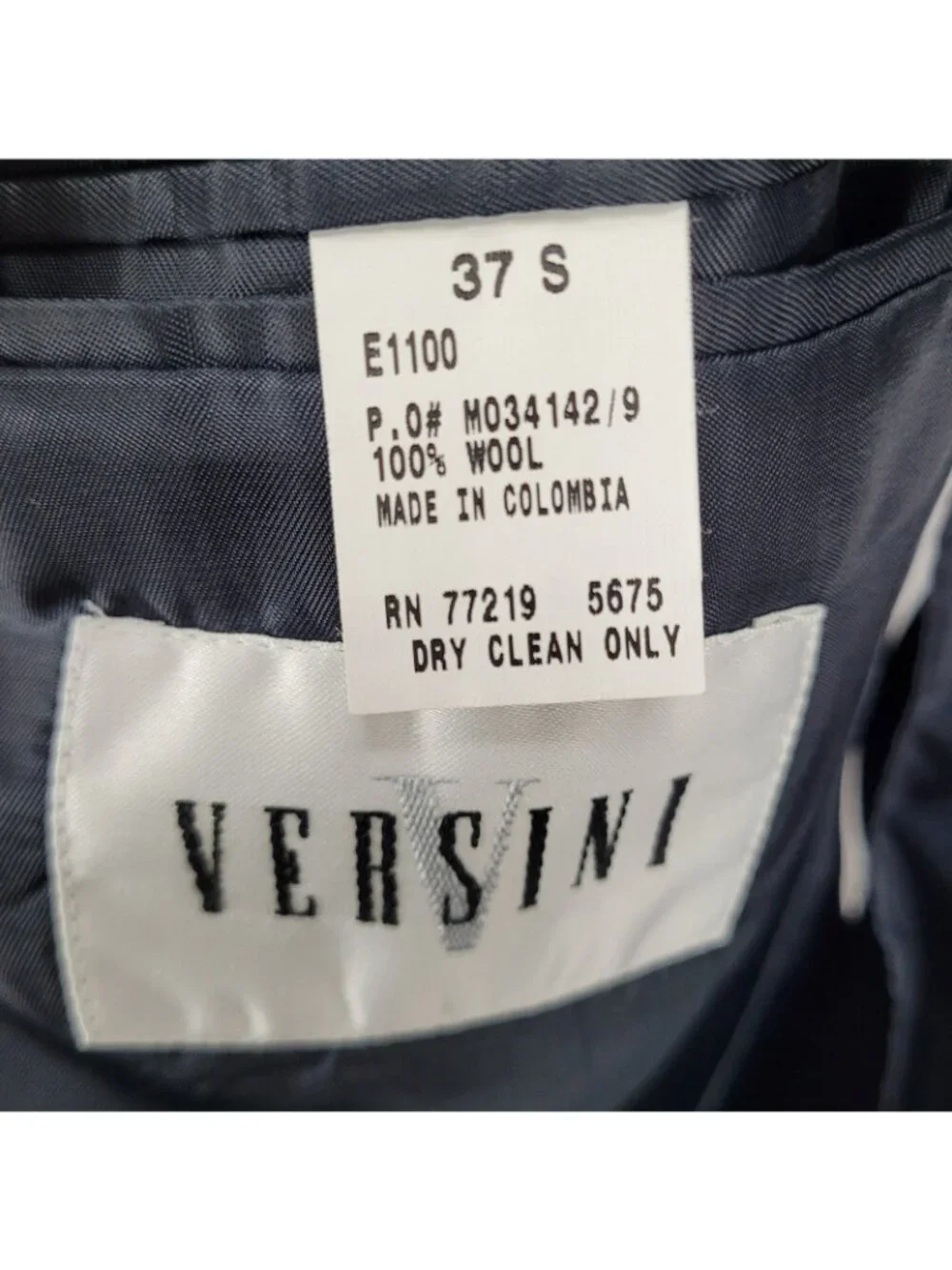 Versini Black 100% Wool 2 Button Ventless Notch Blazer Sport Coat Size 37S